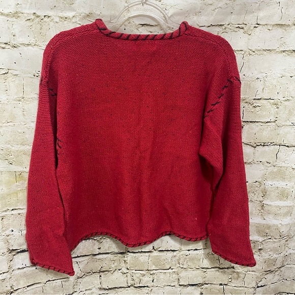 Northern Isles Red Reindeer Knit Wool Blend Christmas Winter Sweater - Picture 4 of 6